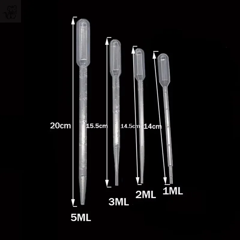 100Pcs Laboratory Pipettes Set 1ml 2ml 3ml 5ml Plastic Disposable Graduated Containers with Straw for Liquid Dropping Makeup Too