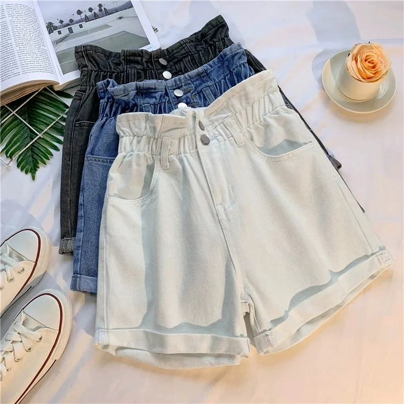 High Waist Wide Leg ort Jeans Women's Loose Slimming A-Line Pants Summer Casual Waed Denim Roll up Hem Floral Print - Image 2
