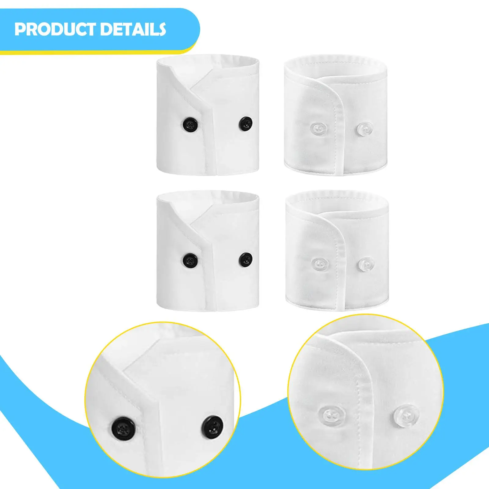 

2 Set White Shirt Cuffs for Women Men Garment Decorated Accessories False Sleeves Detachable Wrist Cuffs for Coat Sweater Blouse