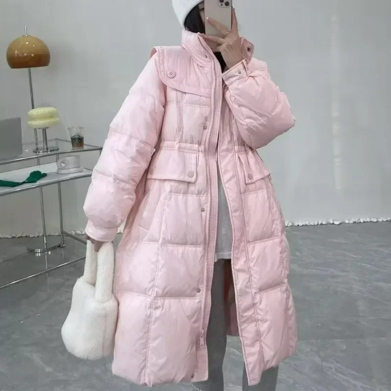 New Women Down Jacket Winter Coat Female Mid Length Version Parkas Loose Thick Warm Outwear Fashion Simplicity Overcoat