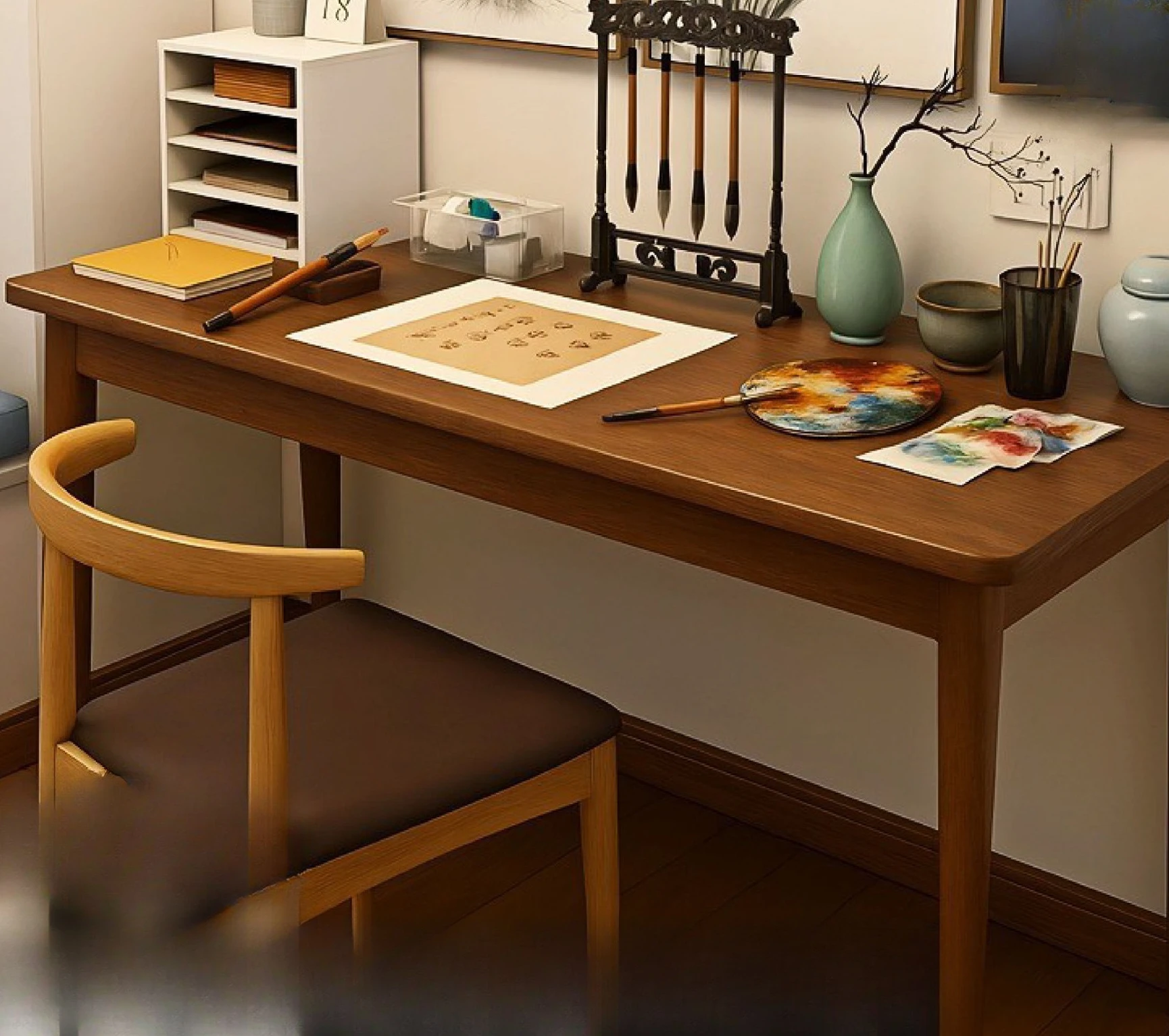 Writing Table Calligraphy Student Desk and Chair Set Brush Character New Chinese Style Sinology Computer Table