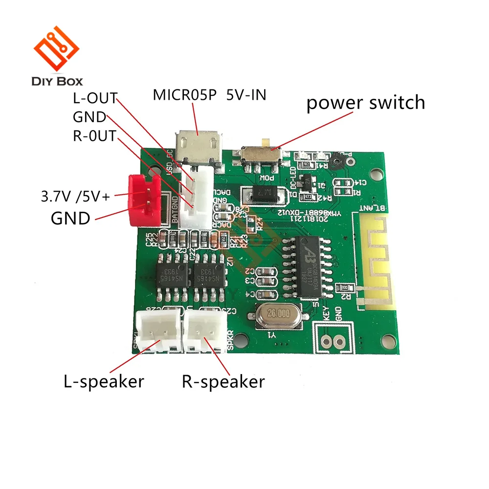 Mini 5.0 Bluetooth Stereo 5V 5W*2 Rechargeable Audio Amplifier Bt10w Loudspeakers PCBA Module