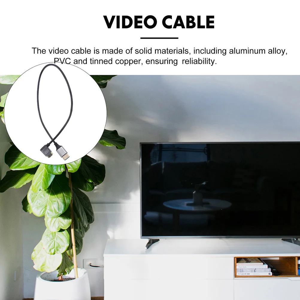 

8K Video Cable HD Monitor Connector 0.5M Upward Male to Male Adapter Aluminum Durable Laptop Wire Gaming Compatibility