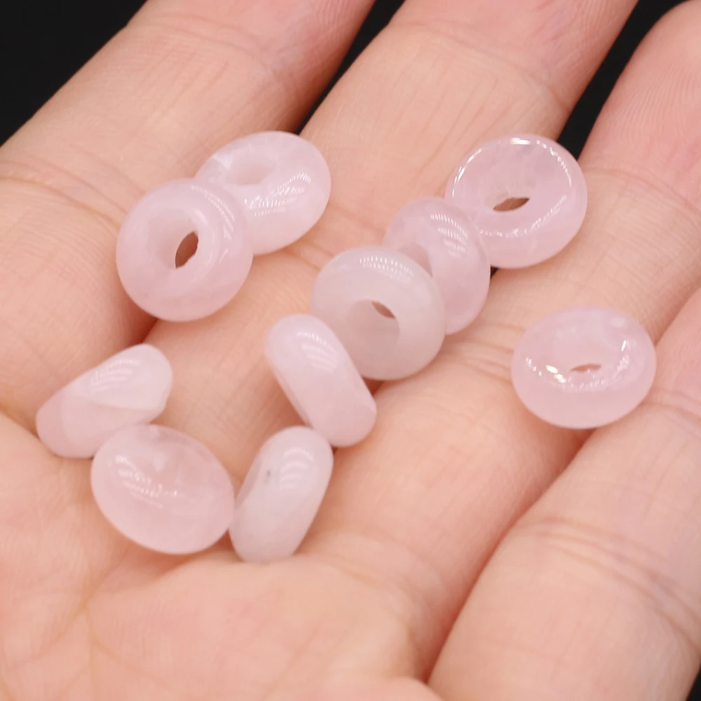 10PC Natural Gem Rose Quartz Turquoise Jade Abacus Large Hole Bead For Jewelry MakingDIY Bracelet Necklace Accessorie Charm Gift