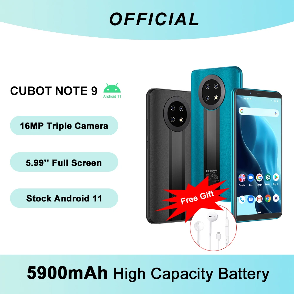 Cubot Note 9 Smartphone 5900mAh Battery Octa Core Mobile Phone 5.99