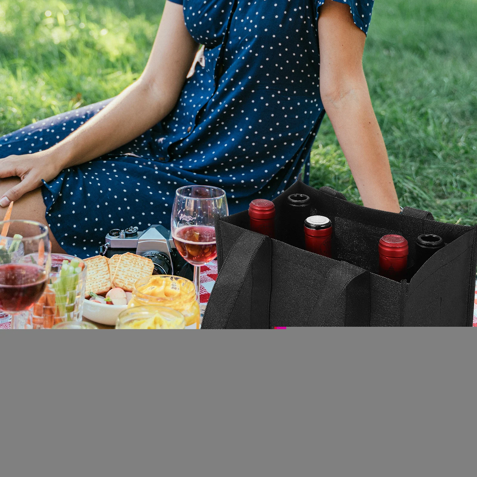 

6PCS Bottle Tote Bags Large Capacity Carrier Non Woven Dust Proof Elegant Simple Design Perfect Picnics Parties