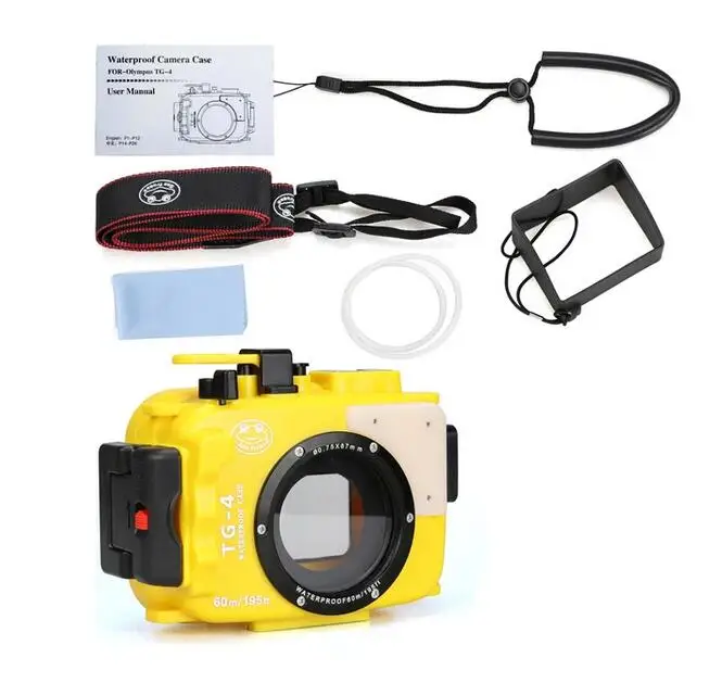 Waterproof housing Case For Olympus TG4 Diving Housing 135ft/40m Works for Olympus TG4/TG3 Camera(Red+Yellow Filter)