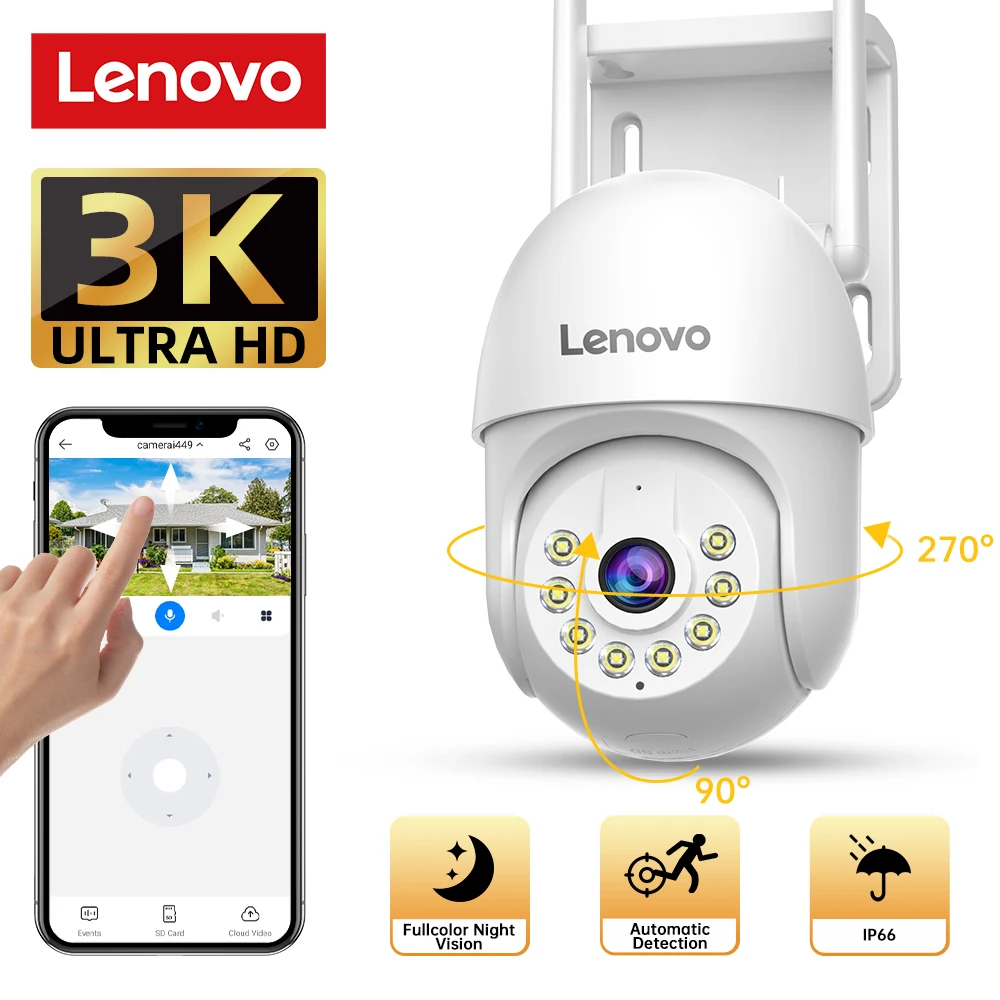 Lenovo 3K HD Wifi PTZ IP Kamera Outdoor 5X Digital Zoom Auto Tracking ONVIF CCTV IP Kamera Sicherheit Video hause Überwachung