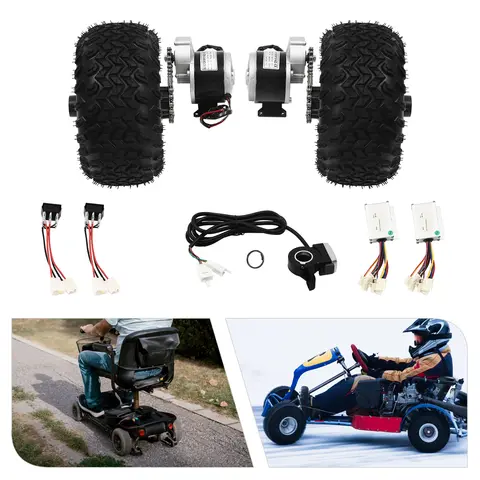 10 Inch 24V 250W Electric Scooter Conversion Kit with Reverse Gear Dual Brush Motor Wheels Thumb Throttle 6 21mph 440lbs Capacity for Go Kart Wheelchair