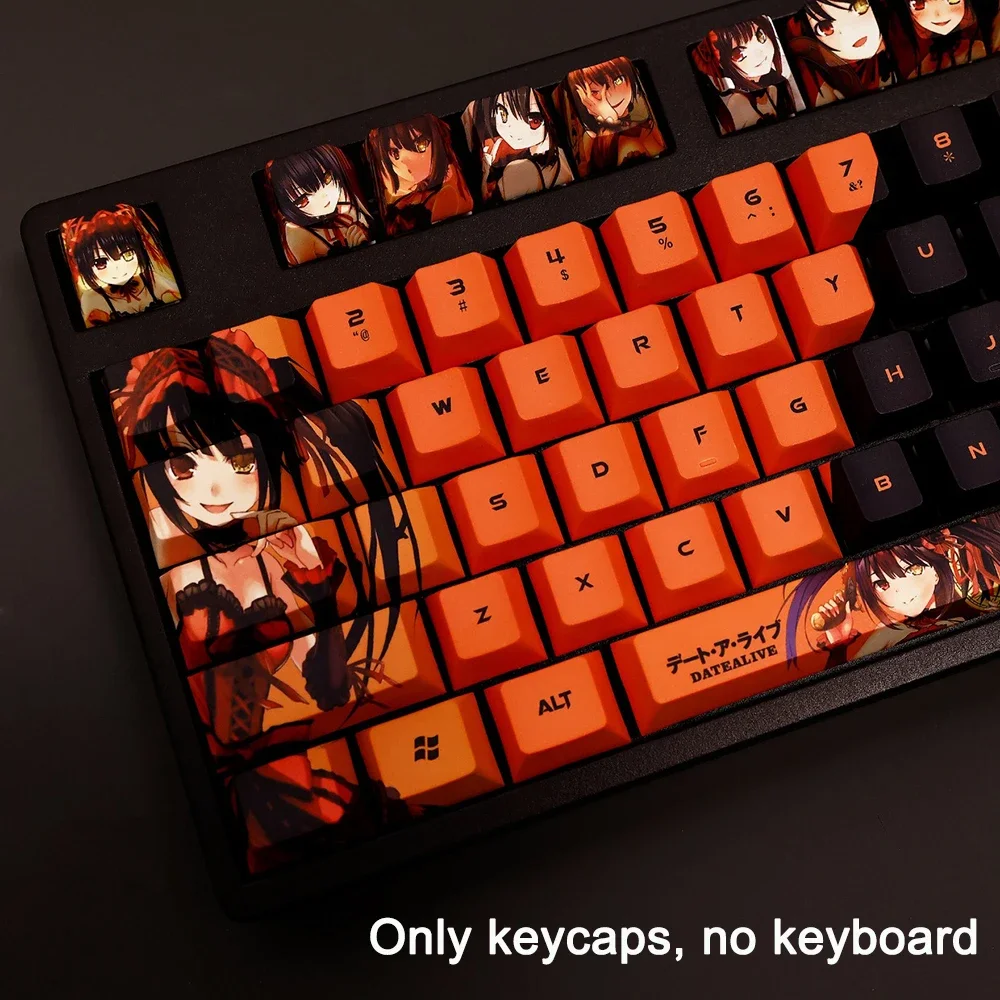108 Tastenkappen für DATE A LIVE, Prinzessin Tokisaki Kurumi, 1 Set, PBT-Tastenkappen mit Farbstoffsublimation, zweidimensionale Anime-Tastenkappen, Tastenkappen mit Hintergrundbeleuchtung. – Detail 5