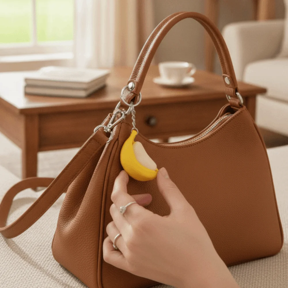 Simulation Banana Fidget Keychain Calming Sensory Switch Clicker Fidget Bag Pendant Funny Finger Button Pendant Backpack Charm