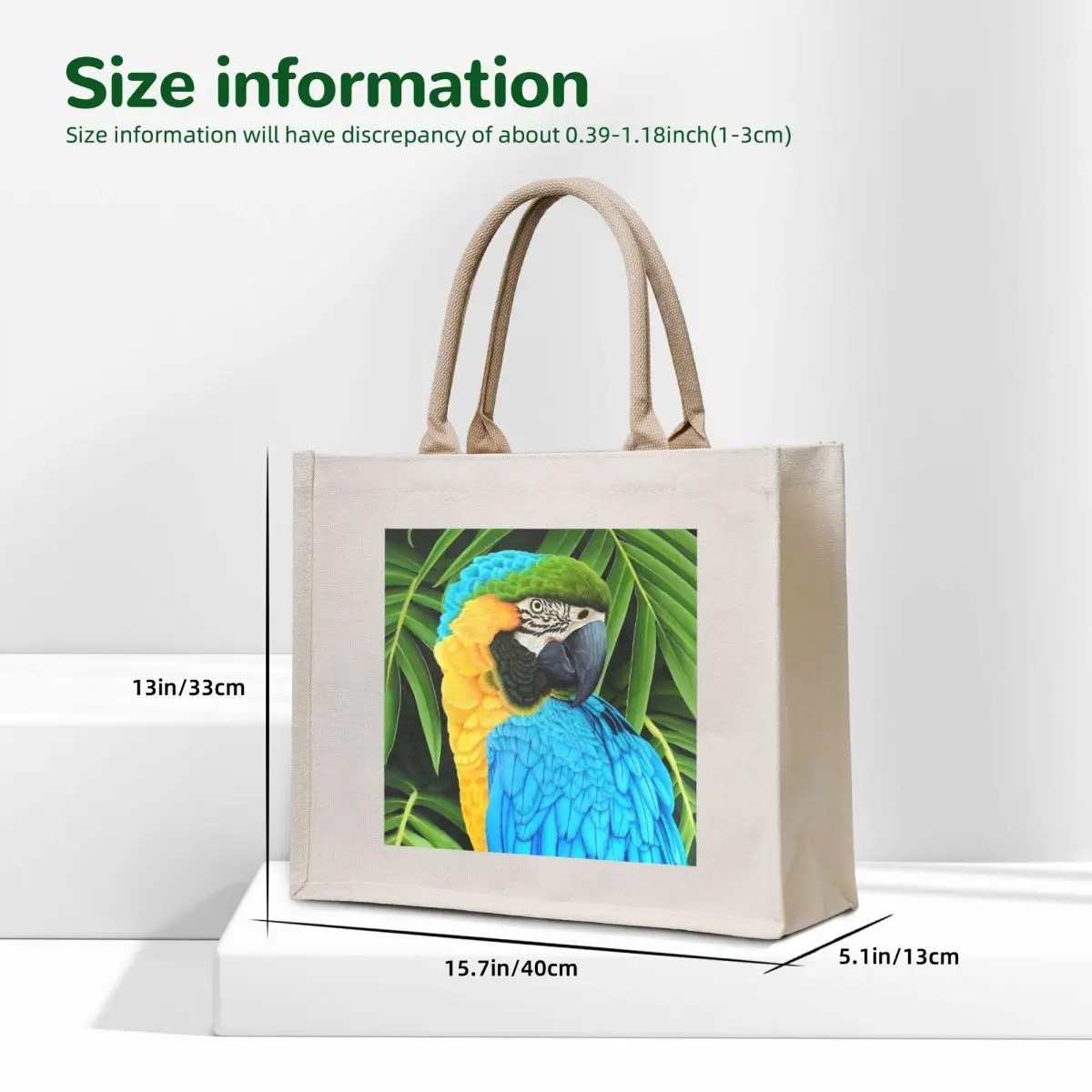 Ara Ararauna Parrot in the Jungle - Exotic and Colorful Illustration Tote Bag Fabric bag handbag