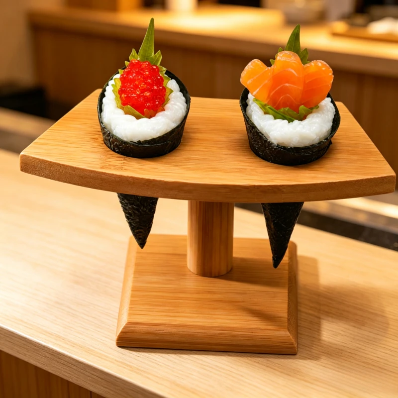 Bamboo Sushi Hand‑roll Stand Japanese Cuisine Display Holder Ice Cream Cone Rack Restaurant Food Serving Plate Accessory