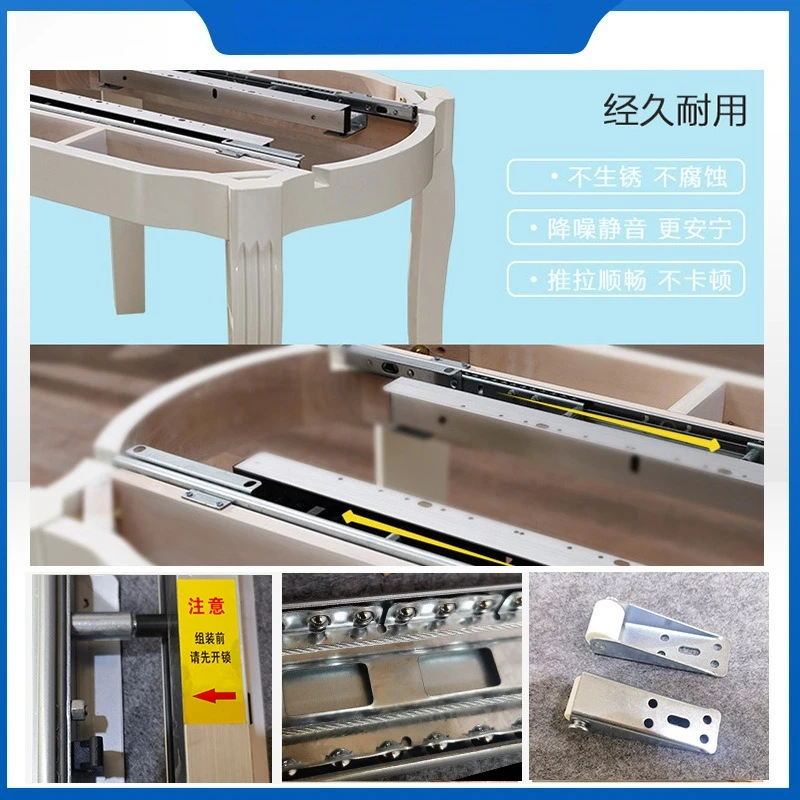 Automatic Lifting Slide Rail for Dining Table - Telescopic Folding Track with Flip-Top Mechanism, Steel Wire Guide Rail System