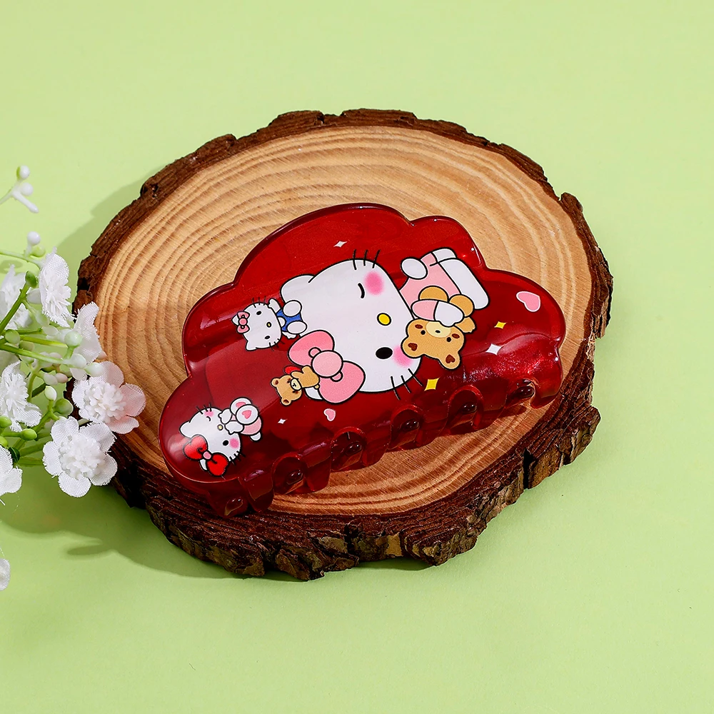 مخلب شعر هالو كيتي أحمر لطيف من سانريو، مخلب شعر متعدد الوظائف