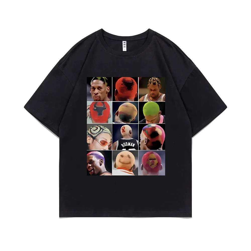 The Worm Dennis Rodman Many Head Graphic T-shirt Fashion Men Women Hip Hop Oversized T Shirts Unisex Summer Basketball Boys Tees