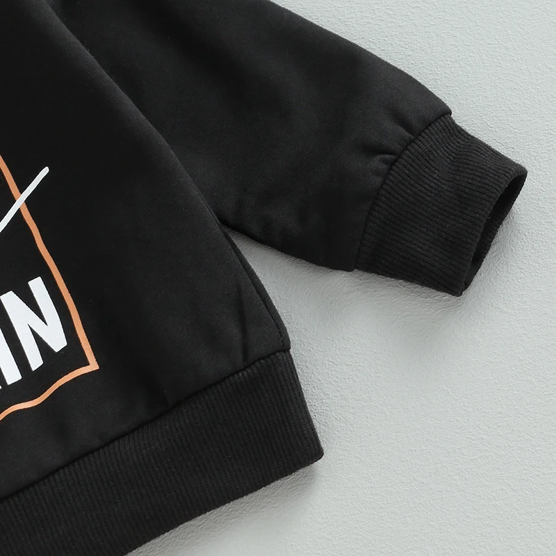 Conjunto de 2 peças de fantasia de Halloween para bebês meninas com estampa de abóbora manga comprida com gola redonda e calças para festa de outono