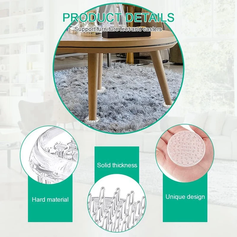 Protectores de alfombras de 8 piezas, vasos con pinchos, protectores de suelo, almohadillas transparentes