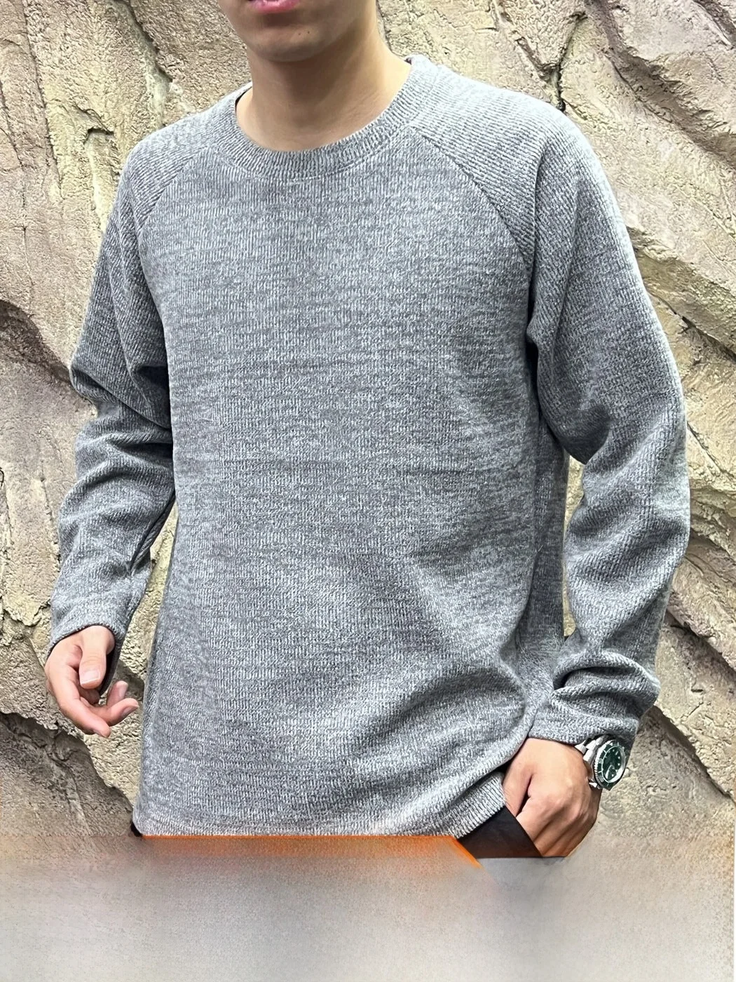 Comfortable Long Sleeve Knitted Base Shirt for Men Skin-friendly Versatile Autumn Winter Fashionable round Neck Pullover