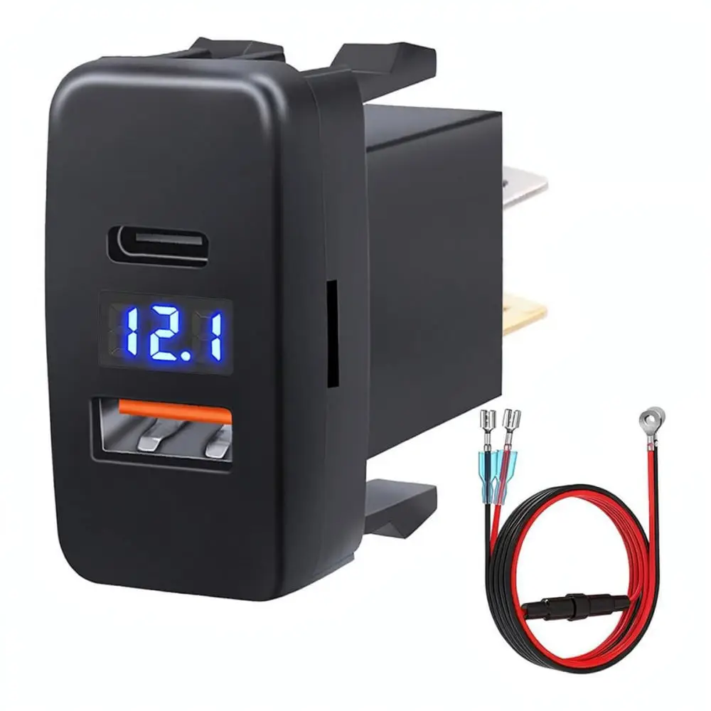 Car Interior Modification Charger For For Toyota Vehicle Dual USB Port Fast Charge PD3 0 QC3 0 Digital Voltage Meter Monitoring