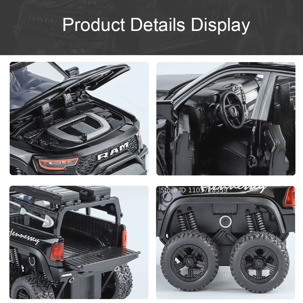 1:32 RAM TRX modèle voiture jouets chargeur 1970 alliage moulé sous pression voitures tout-terrain son lumière portes ouvert retirer jouet modèles enfants cadeaux