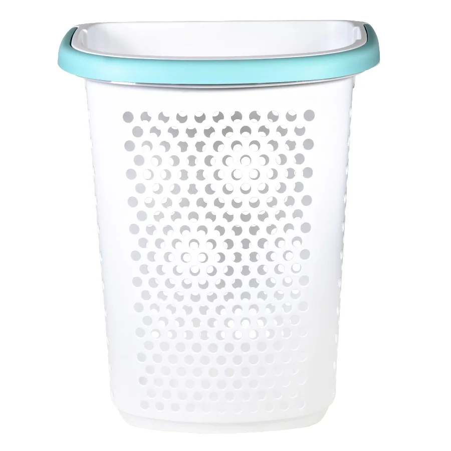 Home Logic 2 Bushel Rolling Plastic Laundry Hamper with Pop-up Handle, White, 2 Pack