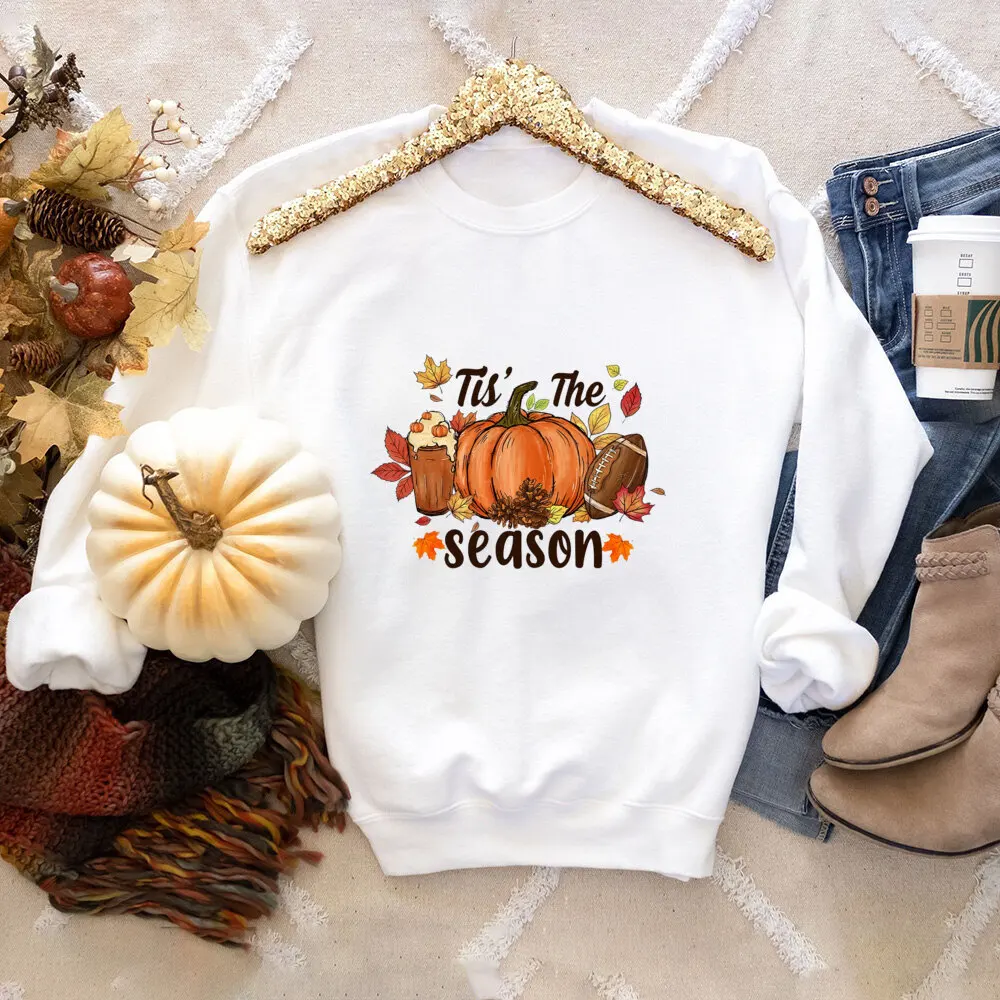 Vintage Pumpkin Fall Sweater for Women Cute Pumpkin Shirts Thanksgiving Sweatshirt Women\'s Graphic Autumn Tops Clothes