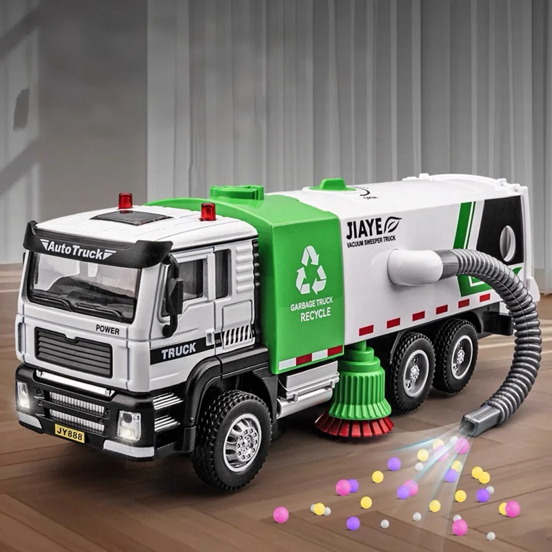 

1/32 Городской мусор ‌ Вакуумная подметальная машина ‌ Модель грузовика, литая под давлением металлическая игрушка, сортировка мусора, санитарные машины, модель автомобиля, подарки для детей