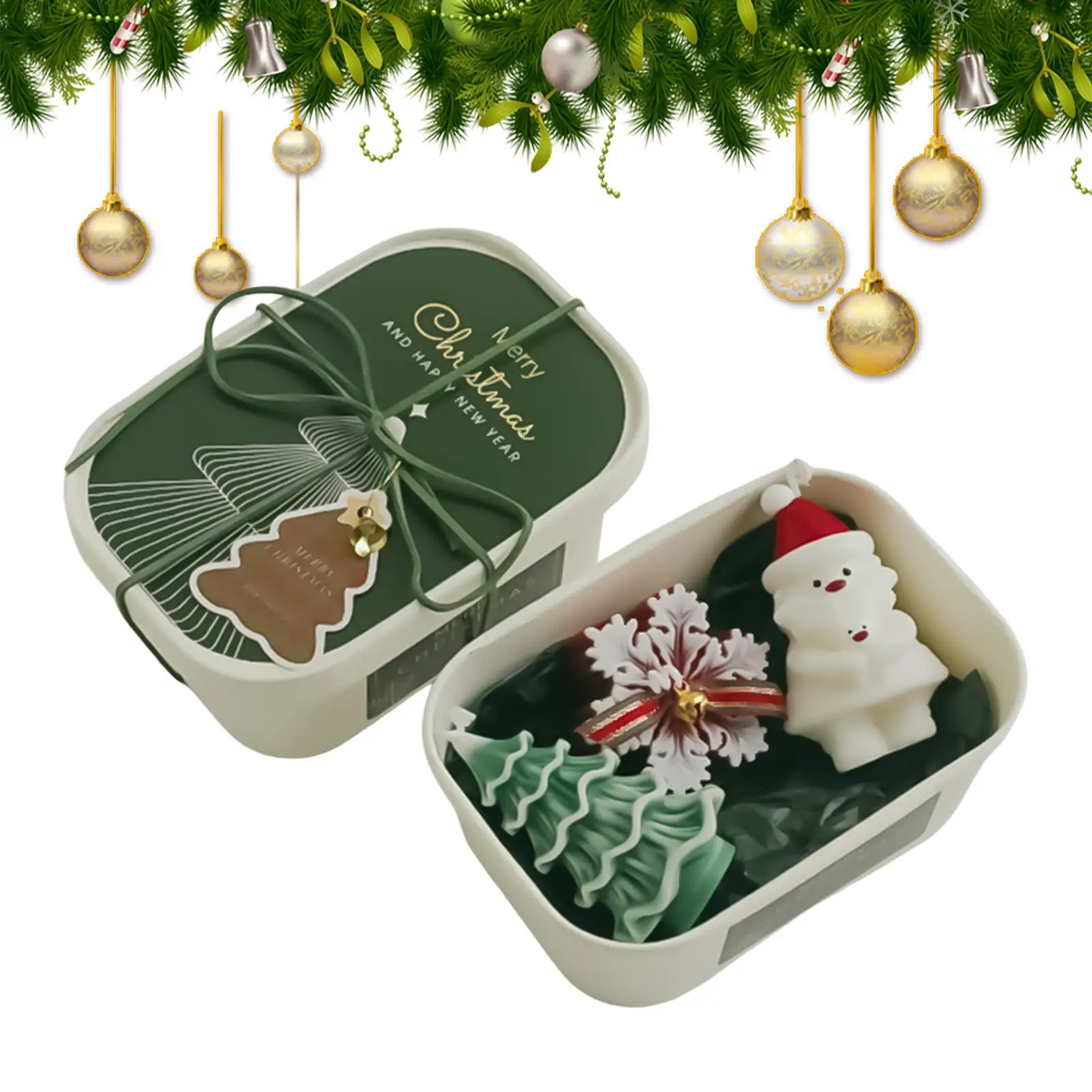 Christmas Candle Gift Box Christmas Tree Snowflake Deer Santa Claus Romantic Atmosphere Lovely Home Decorations