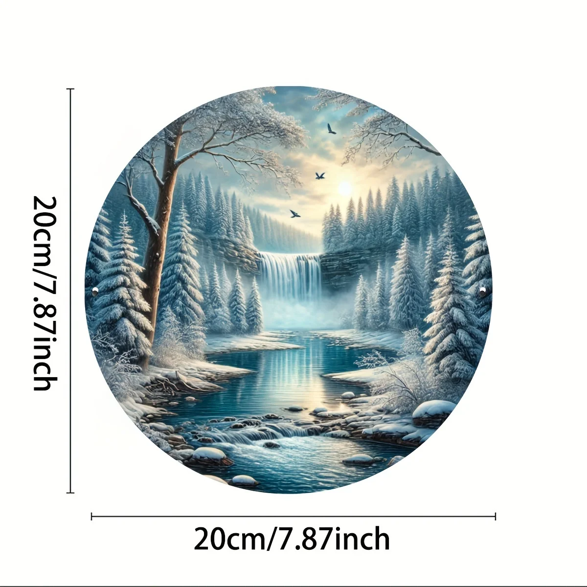 Rustic Charm, Vintage Glacier Waterfall Metal Sign 7.8x7.8