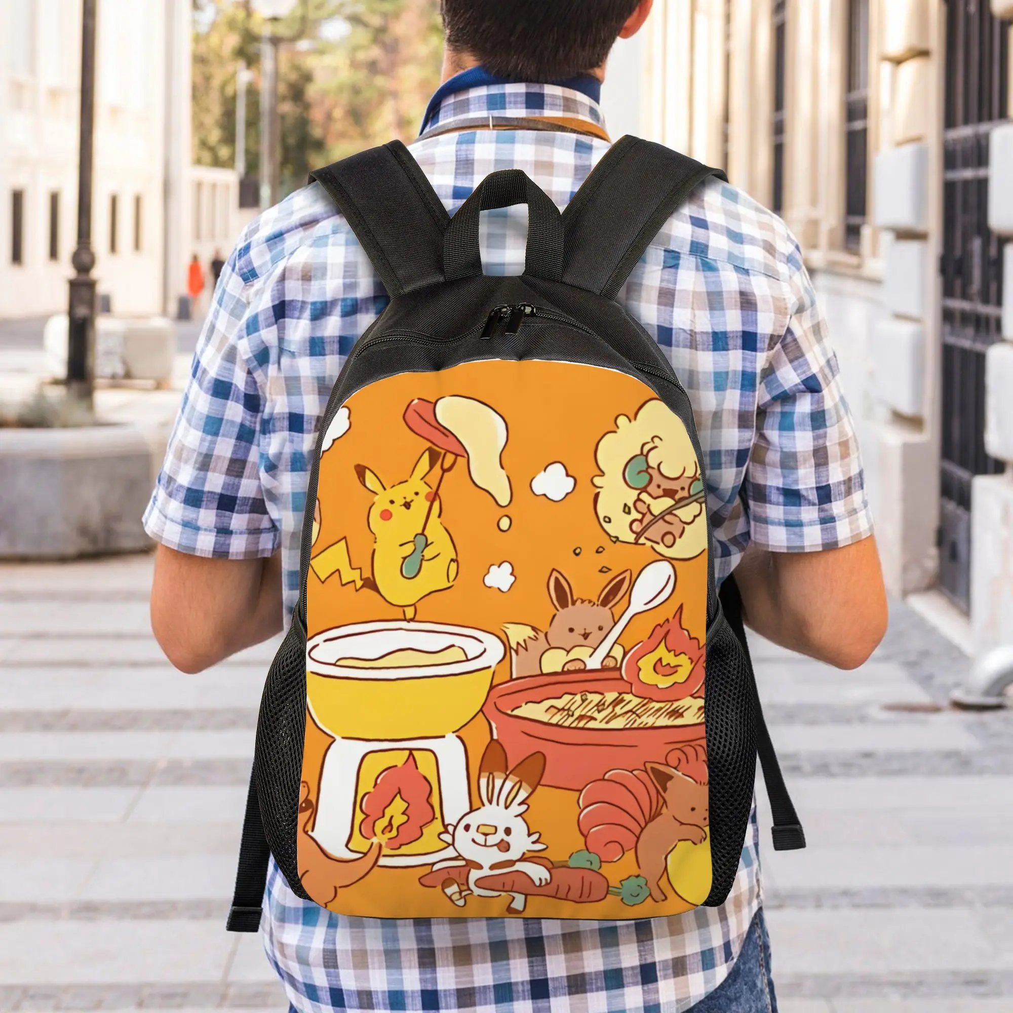 

Back to school season Daily Pikachu Cooking Time Bookbag Pokemon Men Women Adult Knapsack Backpack