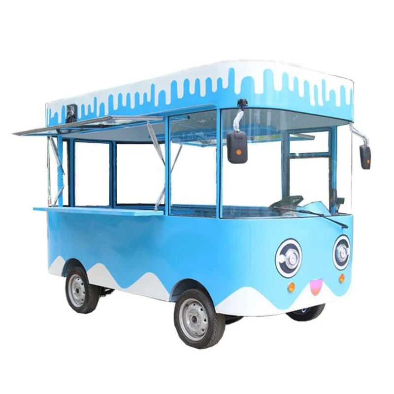 Size Customized Retro Kitchen Outdoor Electric Food truck, Mobile Snack Fast Food cart/truck/trailer Ice Cream Cart