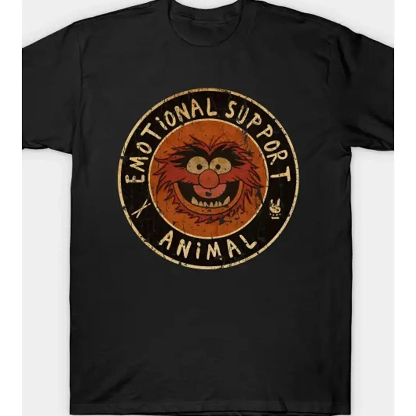 Men's Emotional Support Animal Pattern T-shirt 100% Cotton 180g Heavy Weight Round Neck Comfortable Casual Summer Top