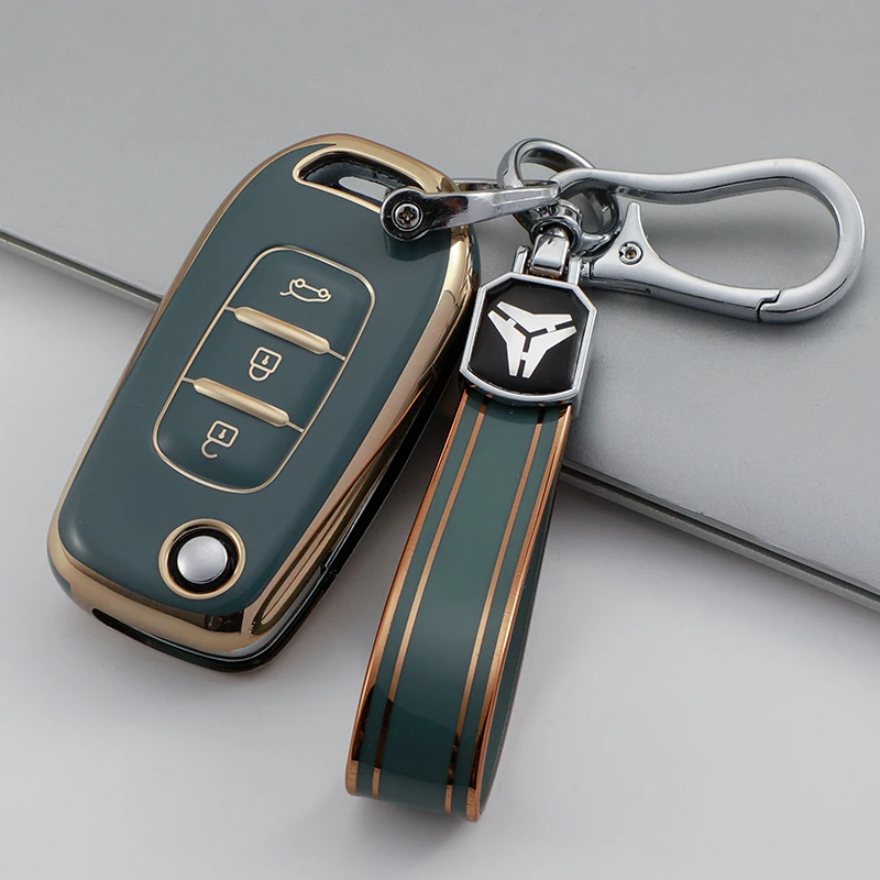 TPU Car Flip Key Case Cover for Renault Kadjar Captur Megane Sandero Stepway Logan Clio 5 Arkana Shell Fob Keychain Protector