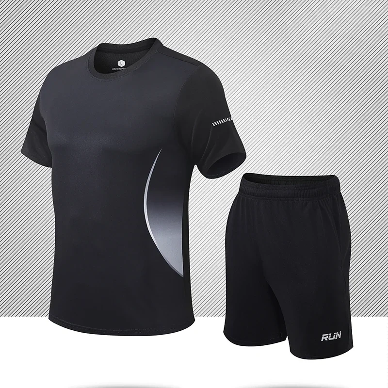 Set da 2 pezzi da uomo, tute sportive da jogging, allenamento in palestra, abbigliamento da allenamento, set da corsa, tuta da maratona, maglie da ciclismo all'aperto