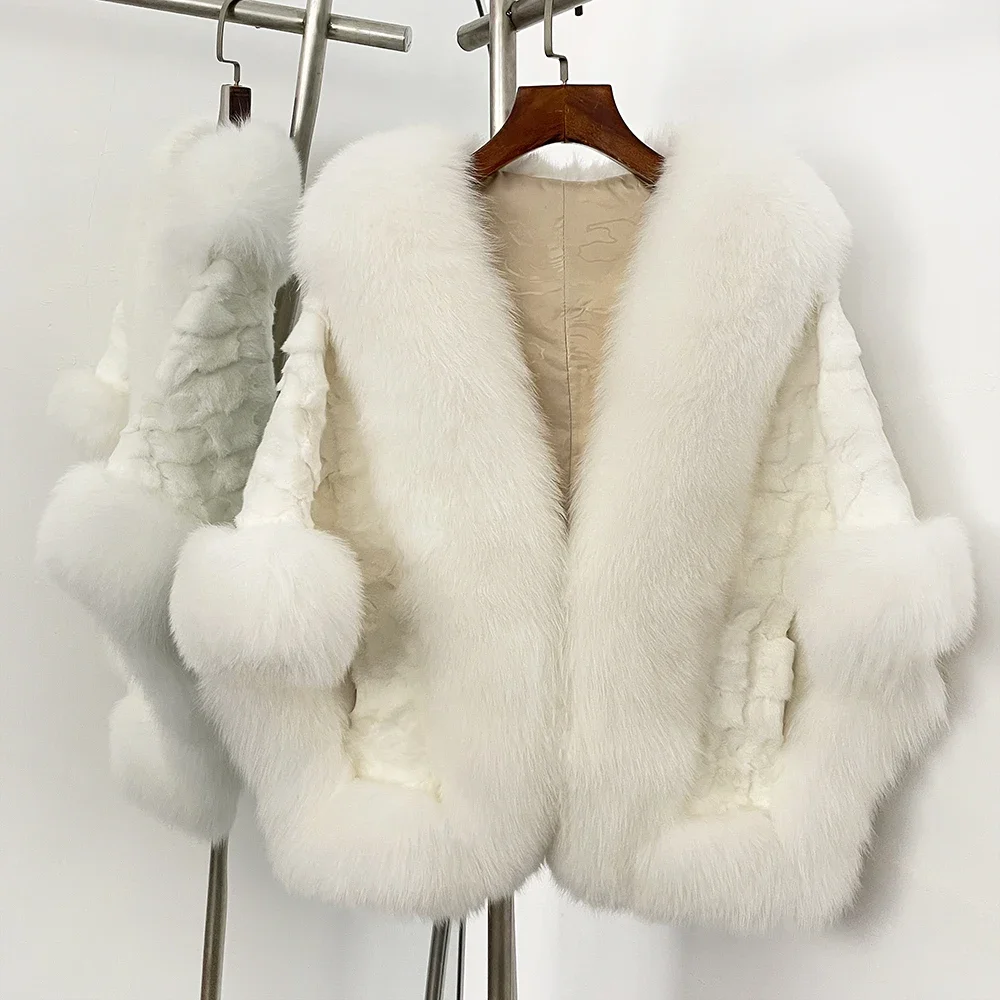 

Reality Warm Mink Fur Coat Cape Female New Winter Real Fox Fur Jacket Thickened Clothes Women Sleeveless Shawl Jacket Outerwear