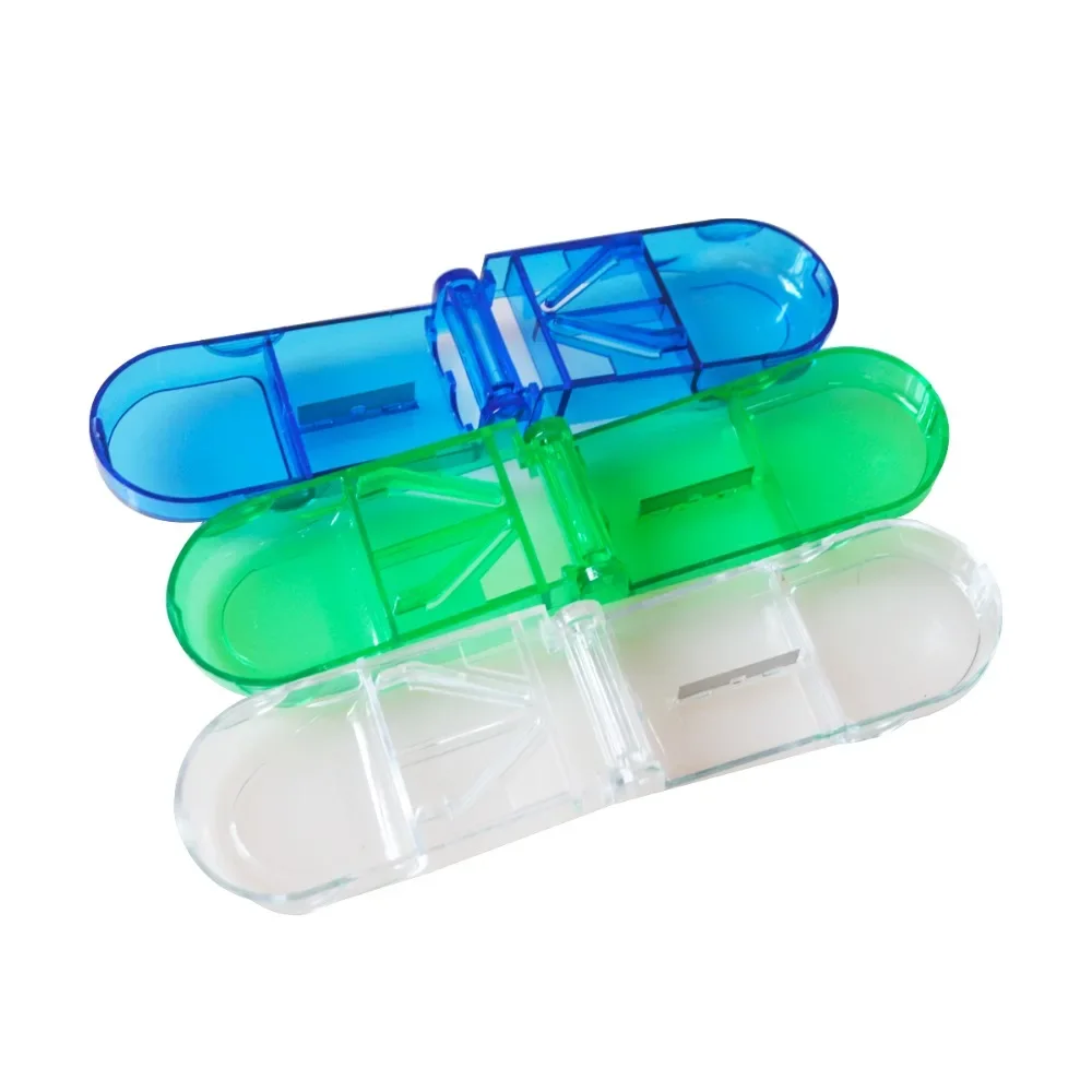 1pc Mini Portable Folding Medicine Cutting Device Pill Cutter Case Splitter Medical Convenient Storage Container