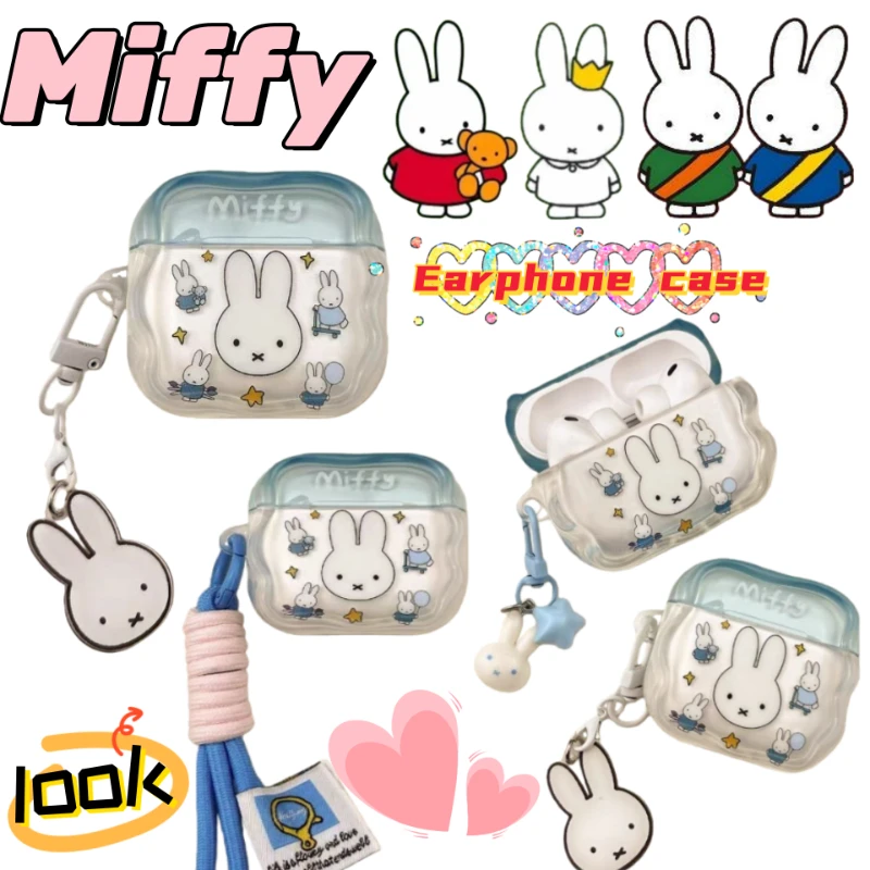 

Miffy Anime rabbit Two-Dimensional Earphone Case Suitable for AirPods Pro Wireless Bluetooth Earphones Anti-Loss Protective Case