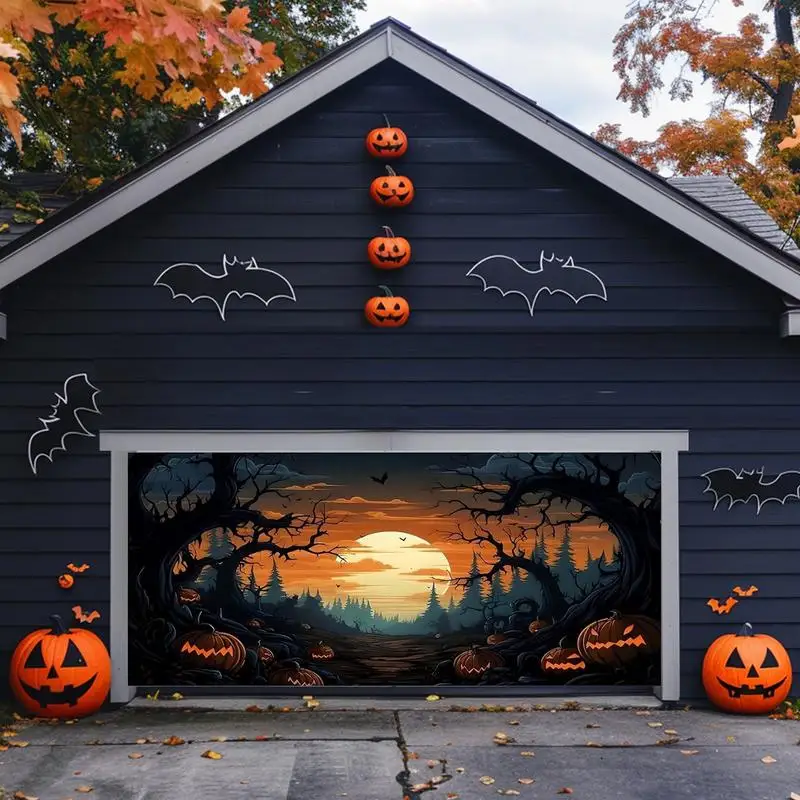 Garage Door Halloween Banner Horror Halloween Garage Banner Halloween Garage Door Banner Large Hangable Backdrop Door Cover