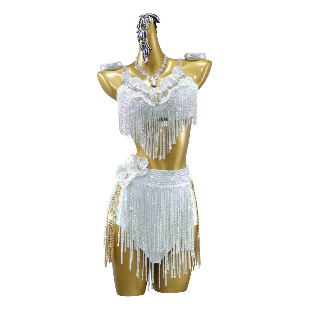 

2026 Latin Dance Clothing Women Sports Costume Party Dress Sexy Skirt Formal Stage Cabaret Practice Wear Girls Samba Fringe Suit