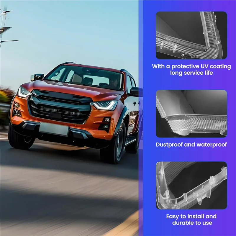 Reliable-For Isuzu D-Max Dmax 2012-2016 Car Headlight Lens Cover Head Light Lamp Transparent Lampshade Shell Glass LH
