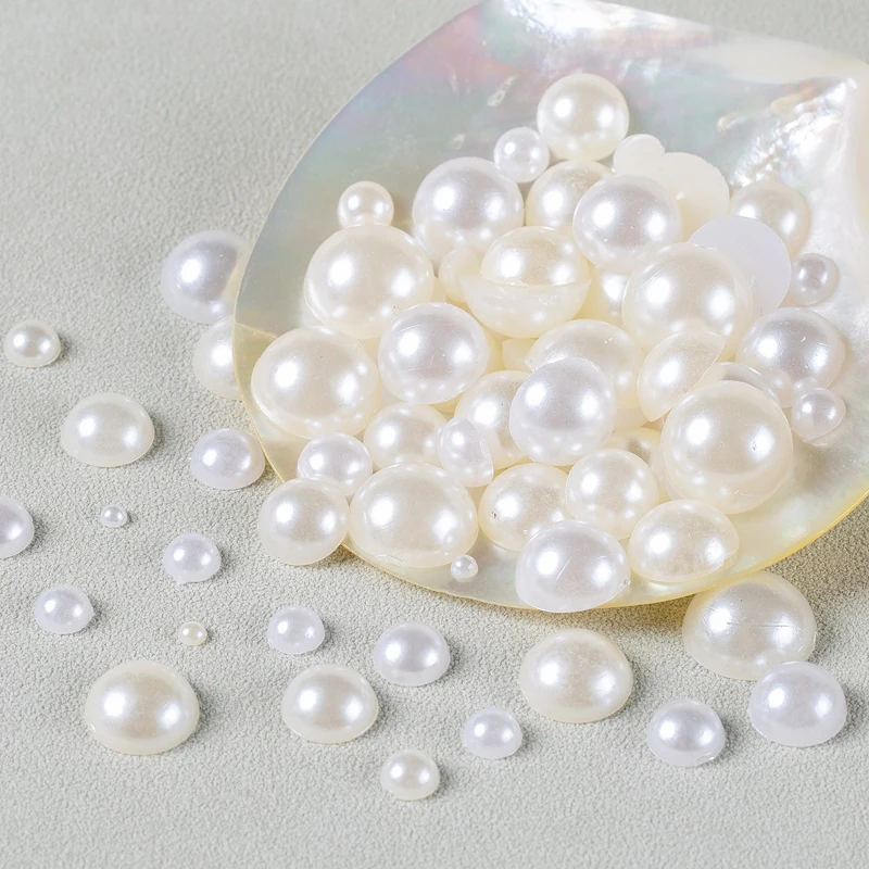 Half Round ABS Imitation Pearl Beads Loose Plastic Acrylic Beads Necklace Bracelets Handmade For DIY Jewelry Components Making