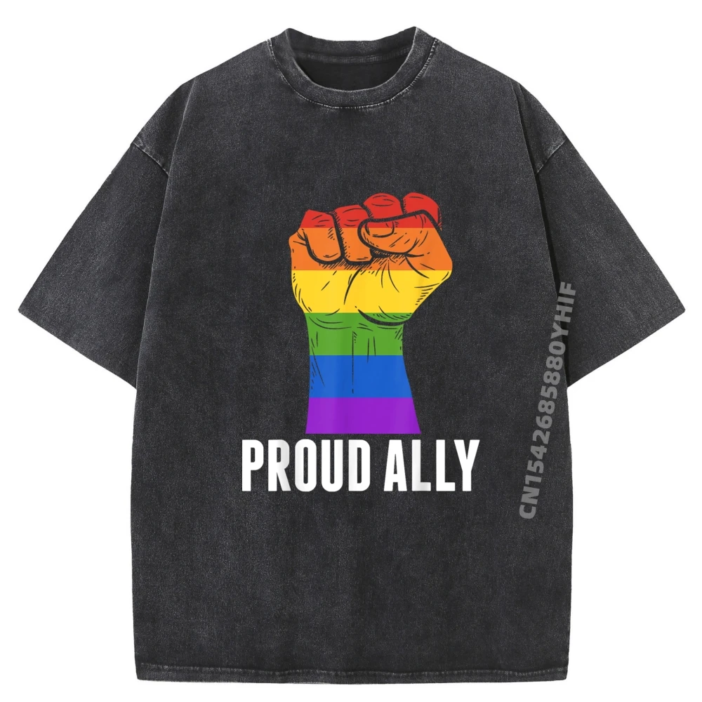 

Lgbt Lesbian Gay Bisexual Trans Pride T Hirtsproud Ally Rainbow Hand Fist Lgbt Rainbow Pride Blank T Shirt Male Washed Shirt