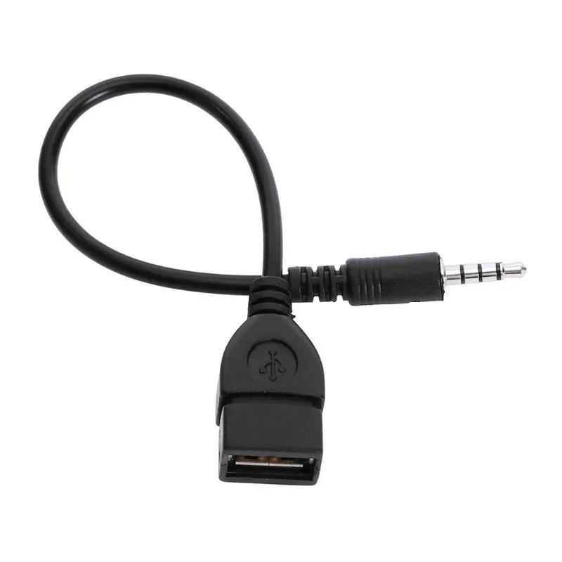 3.5mm black car Aux audio cable to USB audio cable car electronics for Play Music car audio cable USB headphone converter