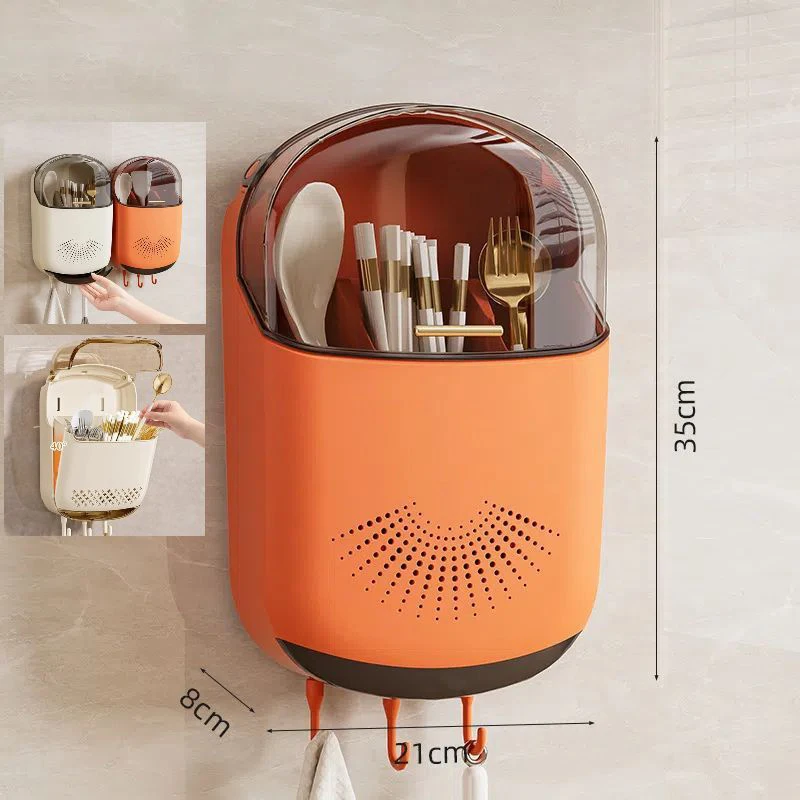 Boîte de rangement de couverts de cuisine, support mural de rangement de vaisselle avec couvercle, c