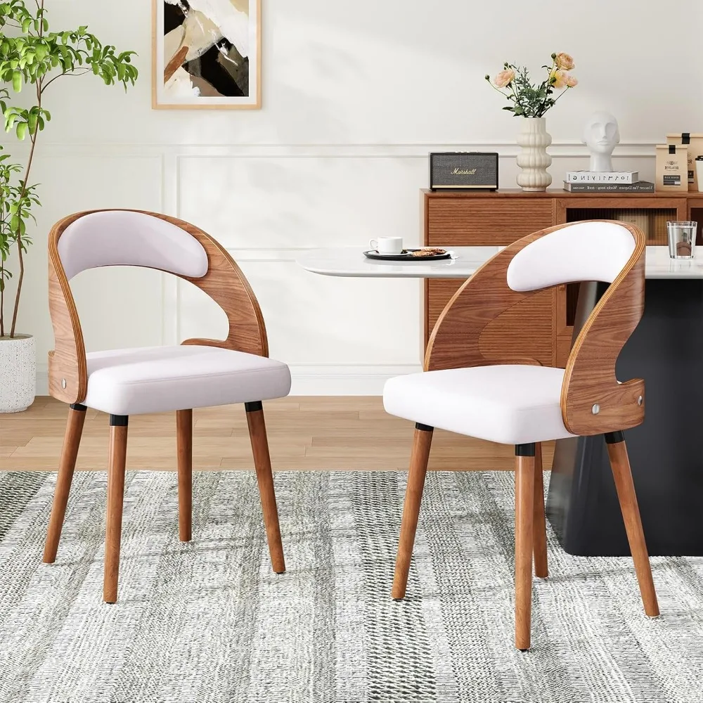 Wood Dining Chairs, Set of 4 Modern Upholstered Dining Chairs with Curved Backrest for Kitchen, Dining Room, Living, Customized view 5
