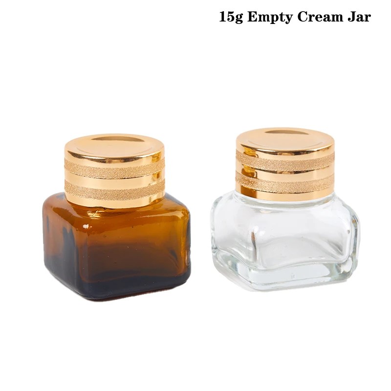 

15g Empty Cream Jar Glass Eye Cream Bottle Brown Face Skin Care Mini Cosmetic Container Makeup Travel Portable