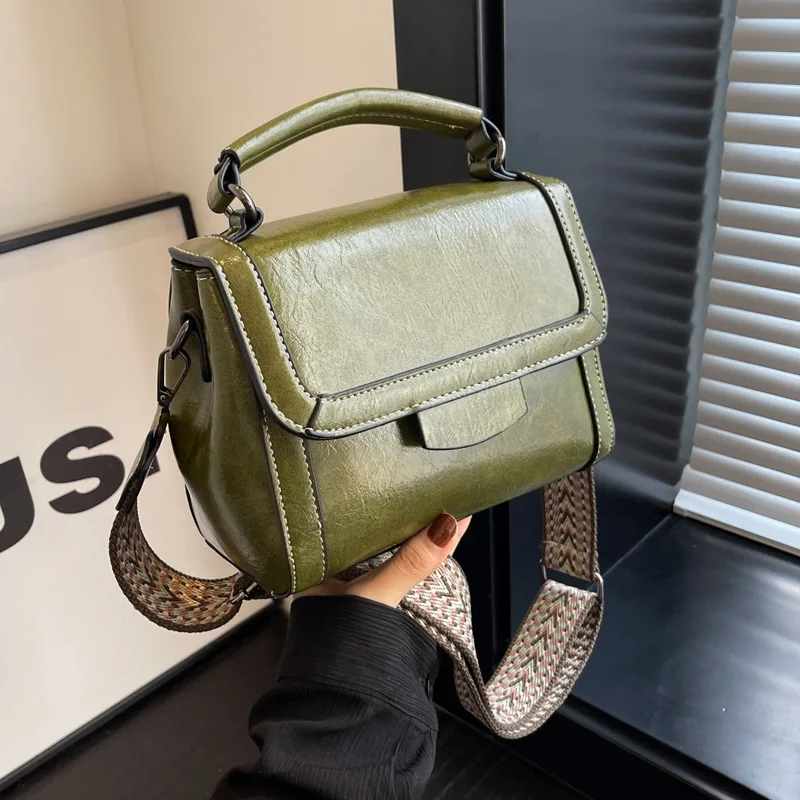 حقيبة كتف كلاسيكية لعام 2025، محفظة كروس بحزام عريض، حقيبة نسائية بمقبض علوي بسيط من اليوم إلى الليل، حقيبة حبال كاجوال #2
