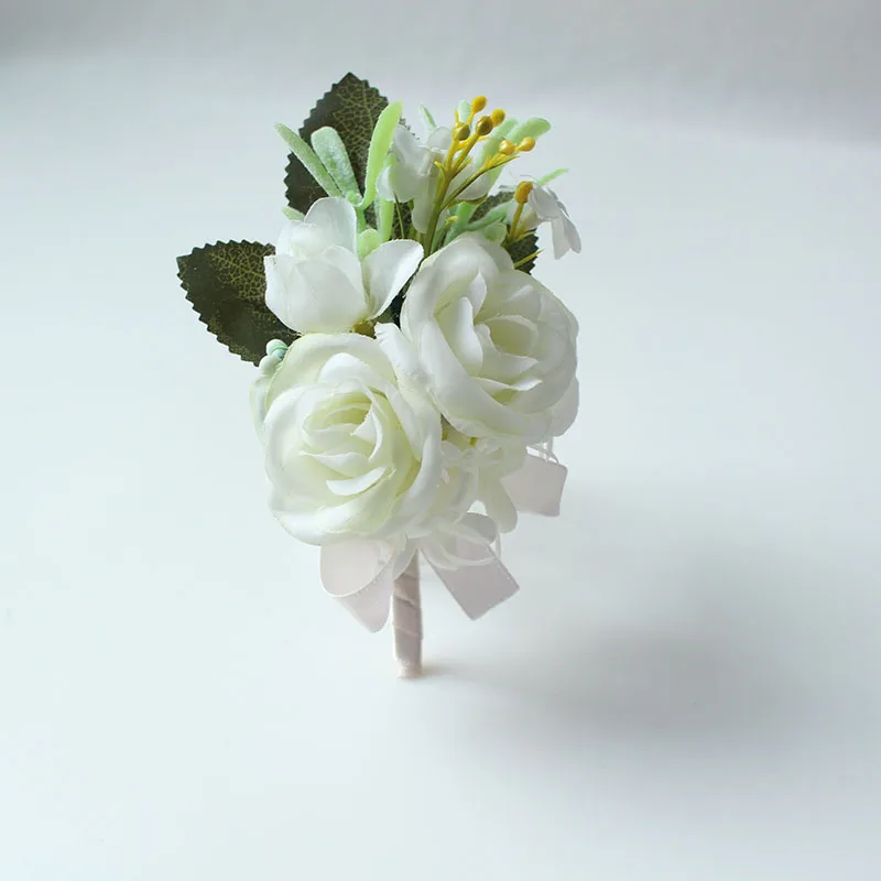 Corsage de mariage pour hommes, boutonnière rustique, blanc, poignet de mariée, demoiselle d'honneur, garçons d'honneur, fête, réunion, décorations personnelles