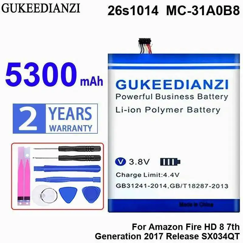 

Для Amazon Fire HD 8 7-го поколения 2017 Выпуск SX034QT 26S1014 MC-31A0B8 Высокоэффективный аккумулятор для планшета 5300 мАч